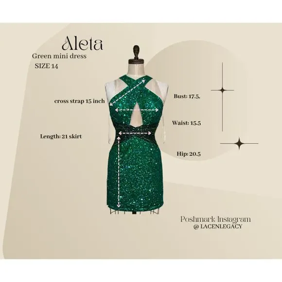 Aleta Emerald green dress - Picture 2 of 7